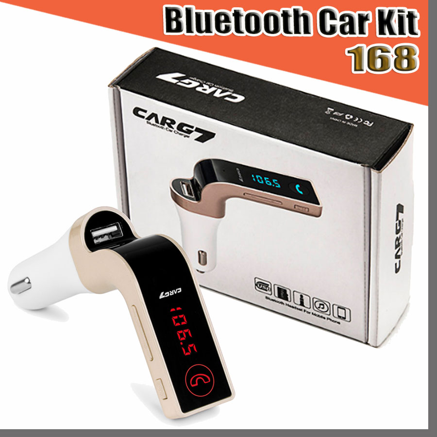 Coche Inalámbrico Bluetooth MP3 Transmisor FM Modulador 2.1A Cargador de coche Kit inalámbrico Compatible con manos libres G7 con cargador de coche USB con paquete