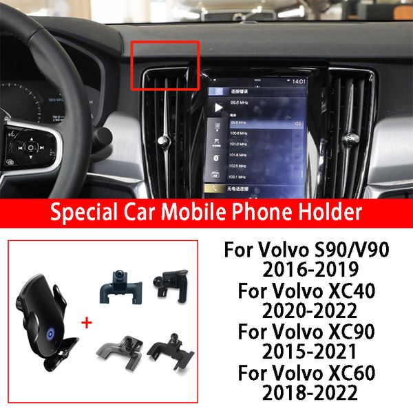 Soporte de teléfono de carga inalámbrica para coche, carga rápida de inducción infrarroja para Volvo XC40 XC60 XC90 S90 V90, accesorios de estilo de coche