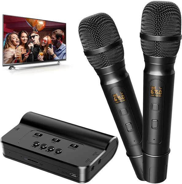 voiture Microphone sans fil Karaok Player Professional Handheld Karaoke Mic Frequency Réglable 80M Pour téléphone portable Stage Party Church Show Meeting