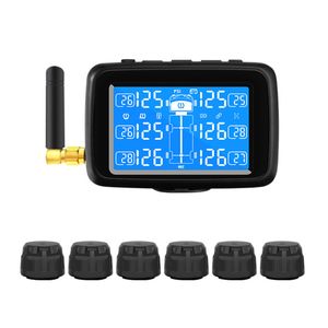 Système de surveillance de la pression des pneus sans fil de voiture Auto Truck BUS TPMS avec 6 capteurs externes Écran LCD numérique Batterie remplaçable