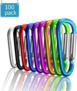 Carabiners 100pcs Carabiners Clips Aluminium D Anneau D Forme Spring Snap Keychain Carabiner For Outdoor Camping Randonnée Sport Accessoires 231205