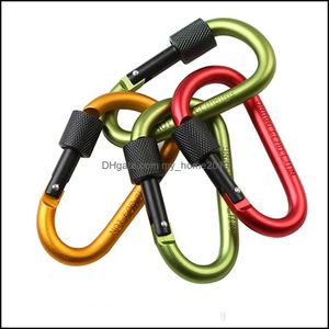 Carabiners Colorf Carabiner Keychain suspendu Cam à crochet Backpacking Backle Aluminium Aluminium A alliage D Styles Bouton d'escalade avec serrure D OTLT5