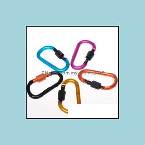 Carabiners DIAMER DIAMÉTRE 8 cm Colorf Aluminium Alliage D Styles Bouton d'escalade avec serrure Carabiner Keychain Hanging Hook Cam Backpac Otj1f