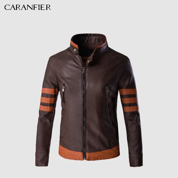 CARANFIER Hommes Vestes en cuir Hommes Faux Automne Hiver Manteaux Punk Moto Biker Mâle Veste En Daim Coupe-Vent Vélo Manteau D'équitation 211009