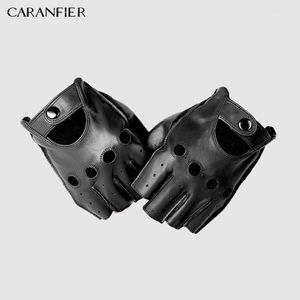 CARANFIERI hommes gants en cuir véritable antidérapant demi doigt en peau de mouton sans doigts salle de sport Fitness conduite hommes gants Moto1280u