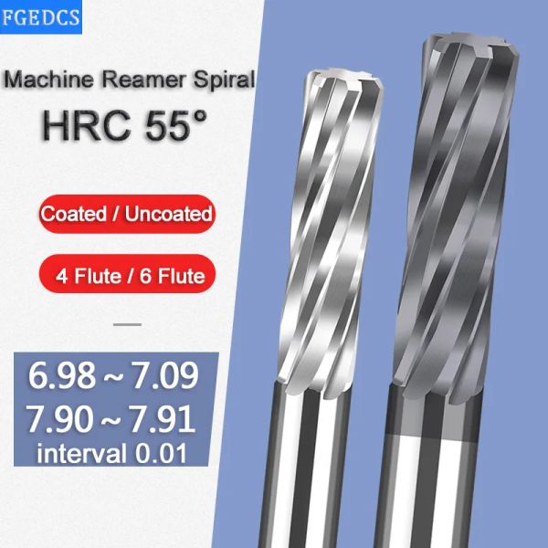 CARBIDE Machine Reamer Spiral 6.98 6.99 7.02 7.03 7.04 7.05 7.06 7.08 7.91 Cortador de metal 6 Flute CNC Herramientas de corte de escaras