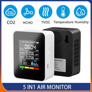 Koolstofanalysatoren 5 in 1 luchtkwaliteit monitor CO2 meter draagbare koolstofdioxidedetectortemperatuur en vochtigheid tvoc hcho CO2 sensor analysator 230823