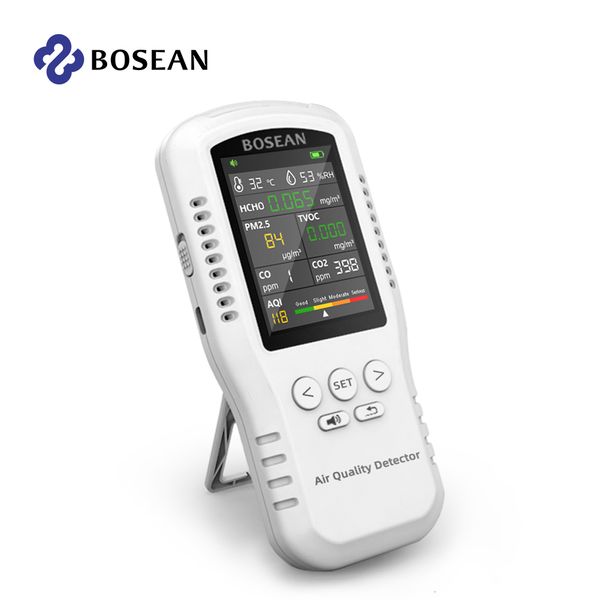Analizadores de carbono Bosean Monitor de calidad del aire CO2 CO PM2.5 HCHO TVOC Monitor de humedad y temperatura Detector de calidad del aire en el hogar con sensores reales 230823