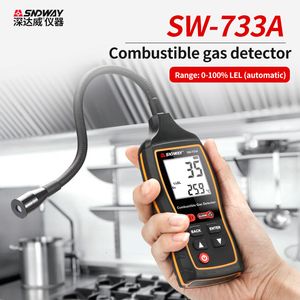 Koolstofanalysatoren SNDWay brandbare gasdetector SW-733A Propaan Co Hexaan Methaan Lekindicator Port Natural Gas Analyzer 0-100%Lel met alarm 230823