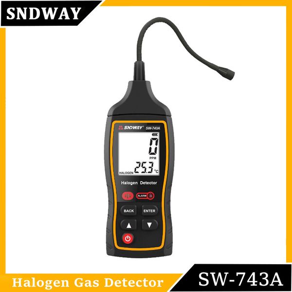 Analyseurs de carbone SNDWAY SW-743A détecteur de gaz halogène 1000 PPM compteur numérique CFC HCFC détecteur de fuite de gaz halogène lumière LED alarme de Vibration sonore 230823