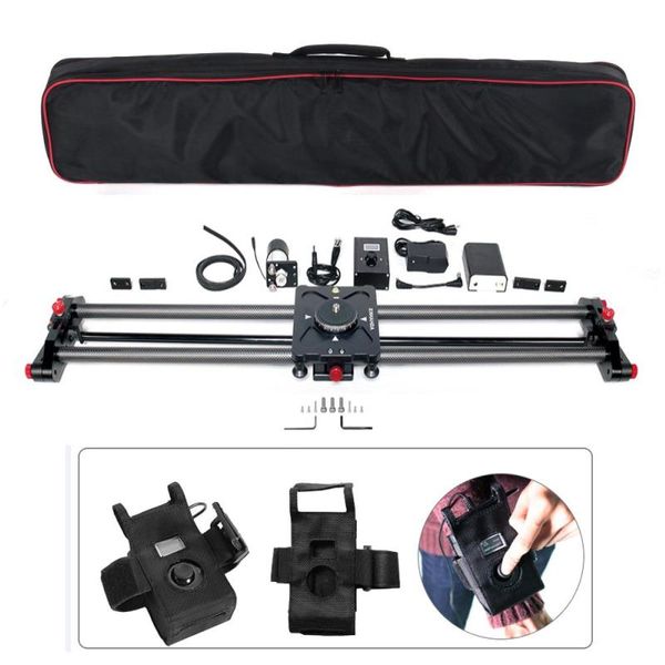 Freeshipping Cámara de carbono Diapositiva Seguir Enfoque Pan Control eléctrico motorizado Retardo Dolly Slider Riel de riel para fotografía Timelapse Kdtpt