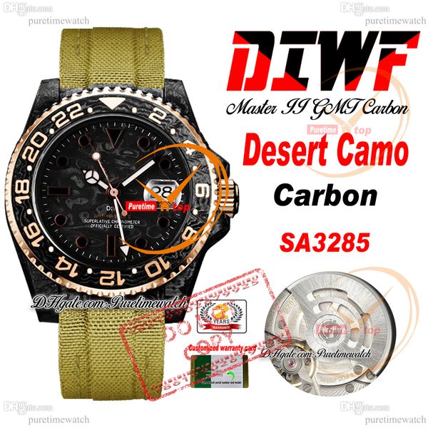 Carbon Desert Camo SA3285 MIRS AUTOMÁTICO MANTE DIWF V2 Dial de dos tonos Rose Negro Nylon Strap Super Edition misma Tarjeta de serie Puretime Reloj Hombre Ptrx F2