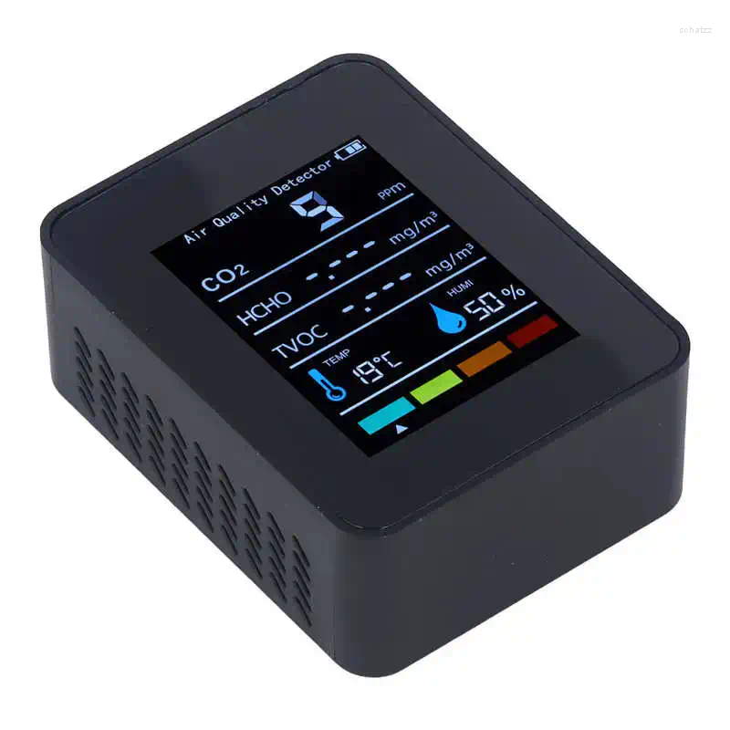 Detector de dióxido de carbono LCD TVOC HCHO Medidor de monitor de qualidade de temperatura e umidade