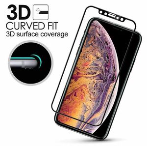 Protector de pantalla de vidrio templado de borde suave curvo 3D de fibra de carbono Cubierta completa para iPhone XS Max XR XS X 8 7 6 Plus