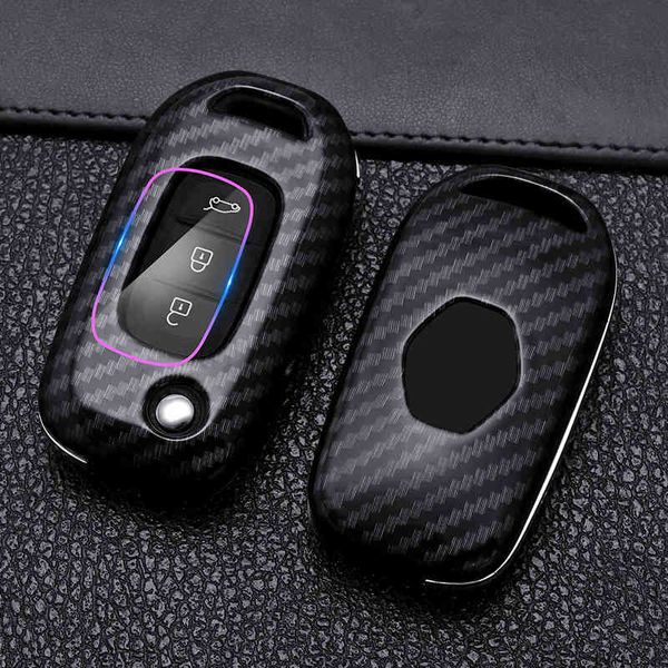 Funda de fibra de carbono ABS con 3 botones para coche Lada Vesta Granta para Megane Clio Captur Kangoo Key Bag Shell