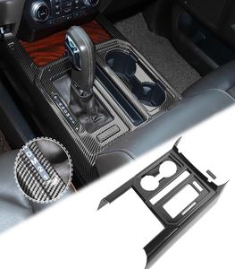 Garniture de décoration de panneau de porte-gobelet d'engrenage ABS en Fiber de carbone pour Ford F150, accessoires d'intérieur automobile 6717334