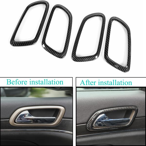 Anneau de cuvette de porte intérieure en Fiber de carbone ABS, décoratif pour Jeep Grand Cherokee 11 +, accessoires extérieurs automobiles