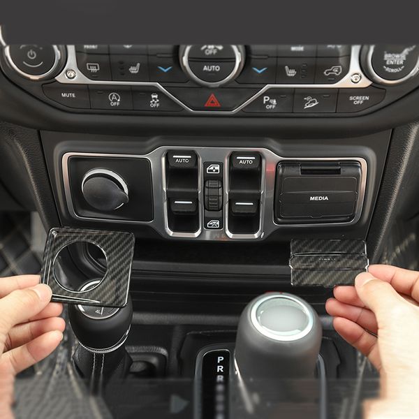 Panneau de commande de fenêtre ABS en Fiber de carbone, allume-cigare de voiture, prise USB pour Jeep Wrangler JL 2018 Up, accessoires internes automobiles 202w