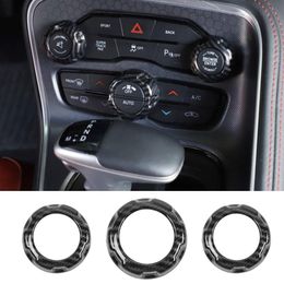 Couvercle de bouton Audio en Fiber de carbone bouton de commutateur Audio anneau de panneau de commutateur de climatisation pour Dodge Challenger chargeur 2015 256i
