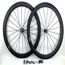 Koolstofvezel fietswielen 50 mm 700C Clincher Tubulaire weg fietsen Cycling koolstoffietswielwielbasaltremoppervlak wielrand width214r