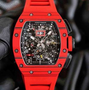 Koolstofvezel zwarte technologie uitgehold horloge heren mechanisch r wijnvat grote wijzerplaat RM11 gepersonaliseerd alternatief horloge