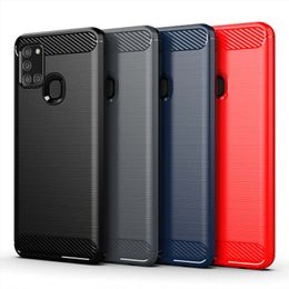 Fundas de teléfono con textura cepillada de fibra de carbono para Samsung A01 A10 A11 A20 A21 A21S A31 A41 A51 A70E A71 5G A91 M31