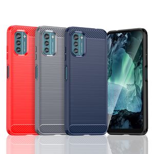 Étuis de protection en TPU souple à texture brossée en fibre de carbone pour Nokia C100 C200 C21 Plus G100 G400 G60 G21 G300 G50 C30 XR20 C01 C10 C20 X10 X20 X30 G22 C12 Pro C22 C32 C300 C110