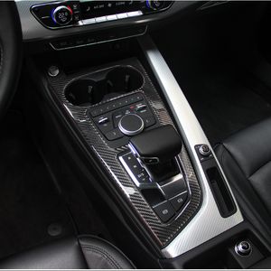 Pegatina de fibra de carbono para Control de coche, Panel de caja de cambios, portavasos, cubierta de marco, accesorios embellecedores para Audi A4 A5 b9 S5 2017 2020 Car-Stling