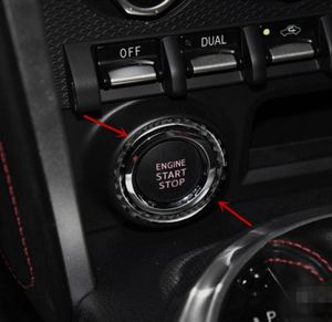 Garniture de couverture décorative de bouton d'arrêt de démarrage de puissance de moteur de voiture de Fiber de carbone pour Subaru BRZ / 86 2013-17 accessoires intérieurs Decals6107060
