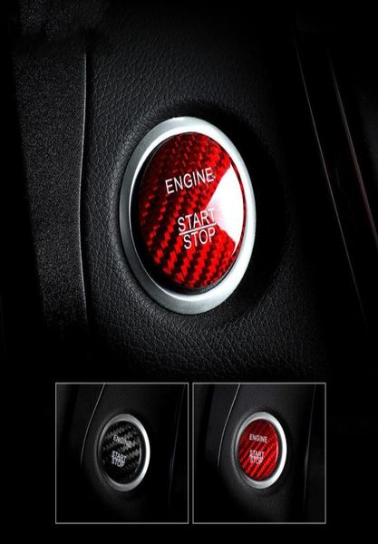 Autocollants de couverture de bouton d'arrêt de démarrage de moteur de voiture en Fiber de carbone, pour Mercedes classe A B C W205 GLC X253 AMG ML GLC, accessoires 8680811
