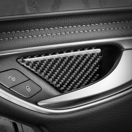 Manija de puerta Interior de coche de fibra de carbono, cubierta de cuenco, pegatinas embellecedoras para Mercedes Clase C W205 C180 C200 GLC, accesorios