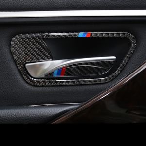 Etiqueta engomada del coche de fibra de carbono Cubierta de la manija de la puerta interior Calcomanías para el tazón de la puerta Calcomanías Tiras para BMW 3 4 Series 3GT F30 F31 F32 F34 Accesorios de estilo