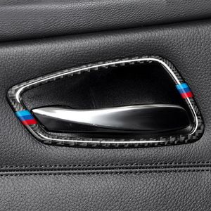 Couverture de poignée de porte intérieure de voiture en fibre de carbone garniture de bol de porte décalcomanies et autocollant pour BMW E90 E92 E93 série 3 2005-2012 accessoires260s