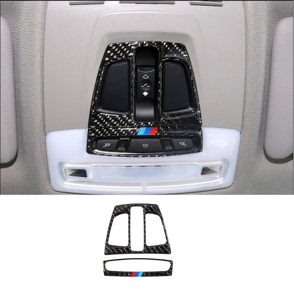 Embellecedor de cubierta de marco de lámpara de luz de lectura delantera Interior de coche de fibra de carbono para BMW 1 2 3 4 Series 3GT X1 X5 X6 F20 F30 F31 F32 F34 F36 estilo de coche