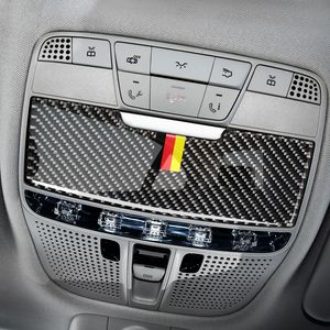 Couverture de panneau de lampe de lecture intérieure de voiture en Fiber de carbone, autocollant de garniture de voiture pour Mercedes classe C C180 C200 W205 GLC, accessoires