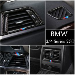 Carbone Fibre Car autocollants Centre Console Outlet Air Climating Vent Couvre décorative Cadre pour BMW 3 4 Série 3GT F30 F31 F32 F34 F36 KCVW