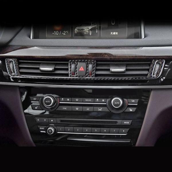 Fibre de carbone voiture style Center Console climatisation sortie décoration couverture autocollant garniture pour BMW X5 E70 F15 X6 E71 F16 Auto accessoires