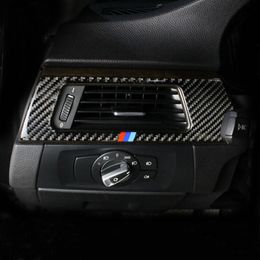 Panel de fibra de carbono para coche, cubierta de ventilación de aire acondicionado, tira embellecedora adhesiva para BMW Serie 3 E90 E92 F30 2005-2019, accesorios para automóviles