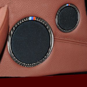 Fibre de carbone voiture style porte haut-parleur paillettes couverture garniture autocollant accessoires pour BMW X3 X4 X5 X6 5GT E70 E71 F07 F25 F26