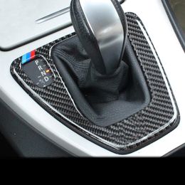 Estilizador de fibra de carbono de control de la caja del engranaje interno de la caja del panel de la cubierta decorativa de la cubierta para la cubierta de la serie BMW 3 E90 E92 Accesorios236H