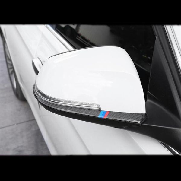 Autocollant de bandes de garniture de couverture de rétroviseurs de style de voiture en fibre de carbone pour BMW 1 2 3 4 Series X1 F20 F30 F31 F34 E84 Accessories204W