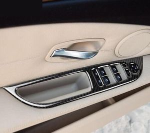 Koolstofvezel auto raam lifter bedieningsframe raamschakelaar decor armleuning paneel refit sticker voor BMW E60 5 -serie 200820106646532