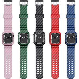 Boîtier et bracelet en fibre de carbone pour Apple Watch 45mm 44mm 42mm 40mm 38mm bandes Sport Bracelets Bracelet IWatch Series Se 7 6 5 4 3 Bracelet Anti Chute Antichoc