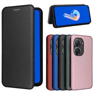 Étuis en fibre de carbone pour Asus Zenfone 9 étui magnétique support de livre à rabat carte portefeuille de protection en cuir ROG téléphone 6 Pro couverture