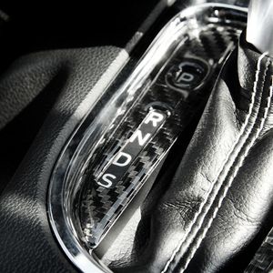 Garniture de panneau de changement de vitesse de Console centrale en Fiber de carbone, décoration intérieure, 2 pièces pour Ford Mustang 2015 – 2017, style de voiture 3080