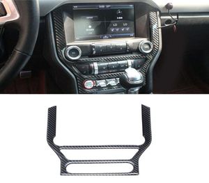 Garniture de Console centrale en Fiber de carbone, décoration intérieure pour Ford Mustang 20152017, panneau CD de Navigation centrale, décalcomanies 4061076