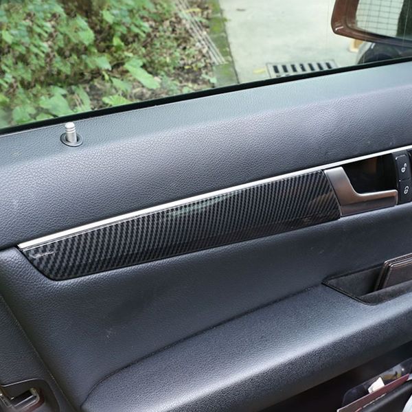 Garniture d'autocollant de décoration de panneau de porte de voiture de couleur de fibre de carbone pour Mercedes Benz classe C W204 2008-13 accessoires modifiés intérieurs