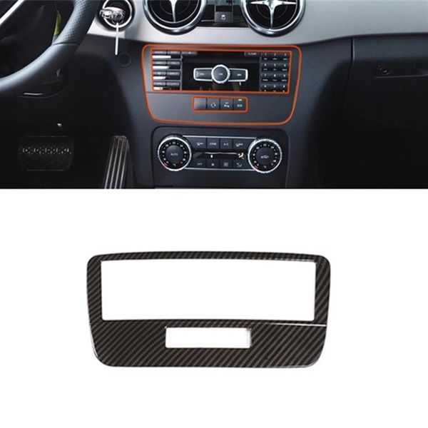 Garniture d'autocollant de décoration de cadre de CD de sortie de climatisation de console centrale de couleur de fibre de carbone pour Mercedes Benz GLK X204 2013-15292M