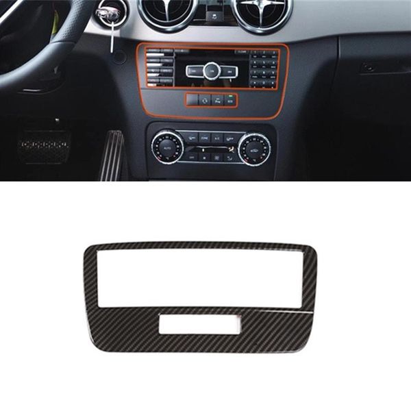 Garniture d'autocollant de décoration de cadre de CD de sortie de climatisation de console centrale de couleur de fibre de carbone pour Mercedes Benz GLK X204 2013-15226k