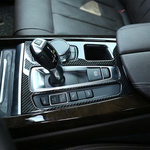 Fibre de carbone couleur Console centrale panneau de changement de vitesse décoration couverture garniture style de voiture pour BMW X5 F15 X6 F16 2014-2018 LHD236I